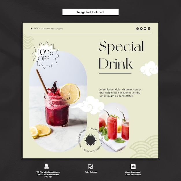 Special Drink Discount Offer Social Media Template