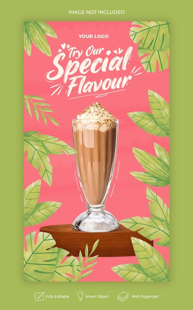 Special drink menu promotion social media instagram story banner template