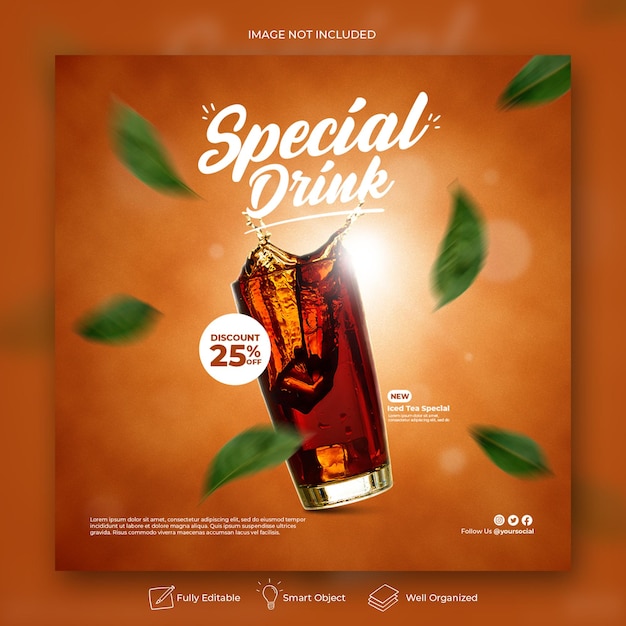 PSD special drink menu social media instagram post banner template