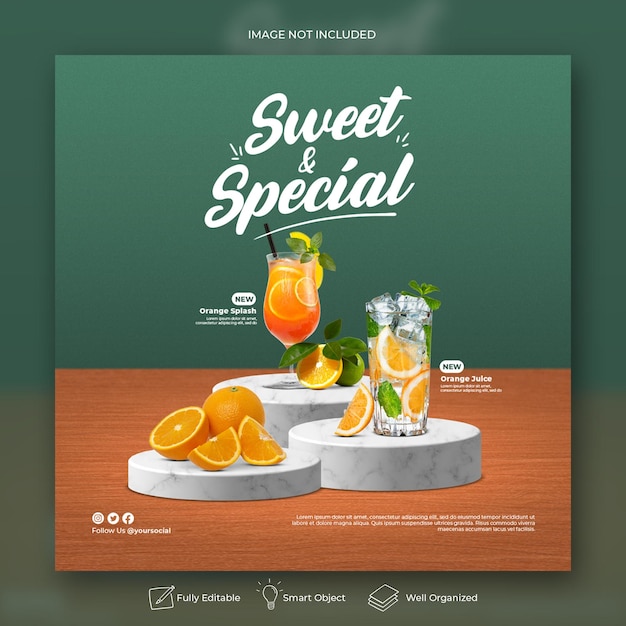 Special drink menu social media instagram post banner template