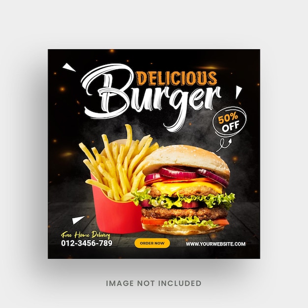 PSD special fast food delicious burger menu social media post banner template design