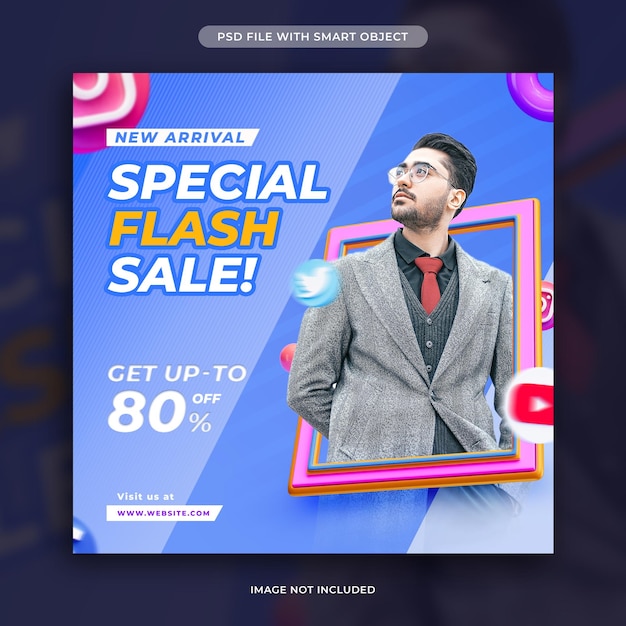 Special flash sale discount offer social media post