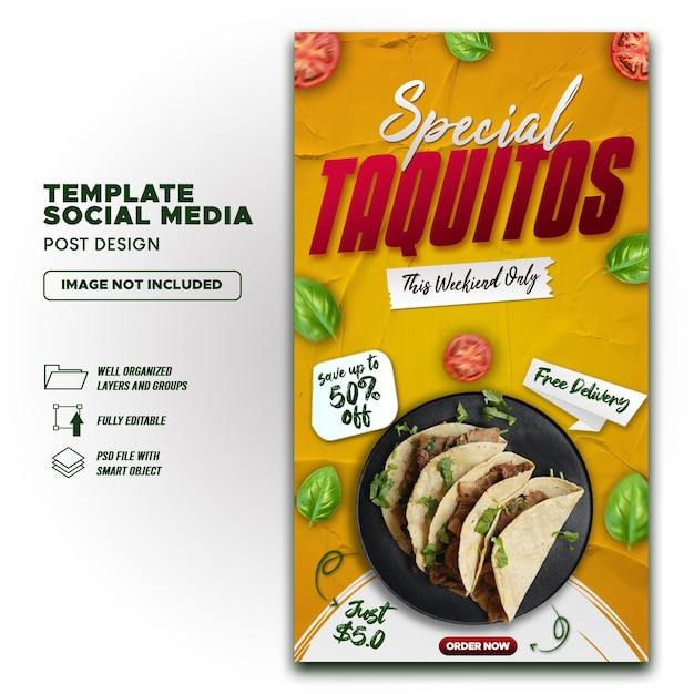 Special food menu promotion social media post template