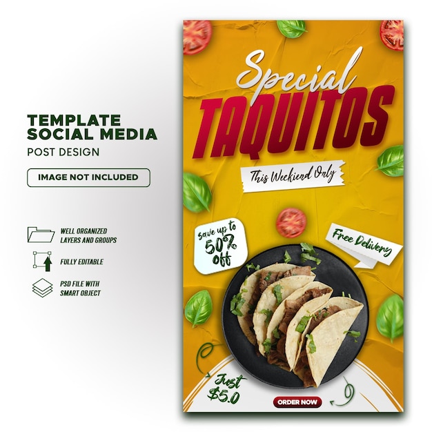 PSD special food menu promotion social media post template