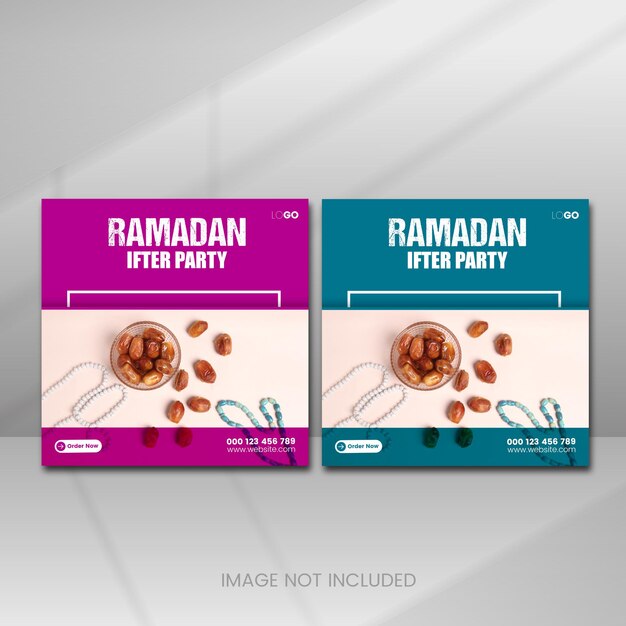 PSD menu alimentare speciale per il ramadan banner sui social media