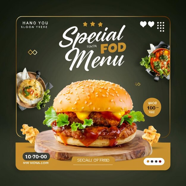 Special food menu restaurant fastfood burger social media instagram post template