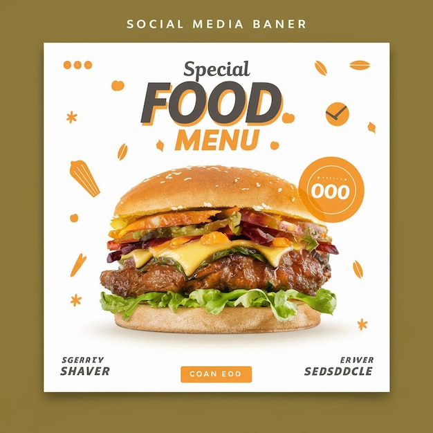 PSD menu speciale di cibo e ristorante fast food burger social media template di post instagram