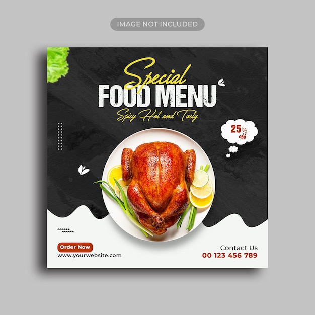 Special Food Menu Social Media en Instagram Post Banner Template Design