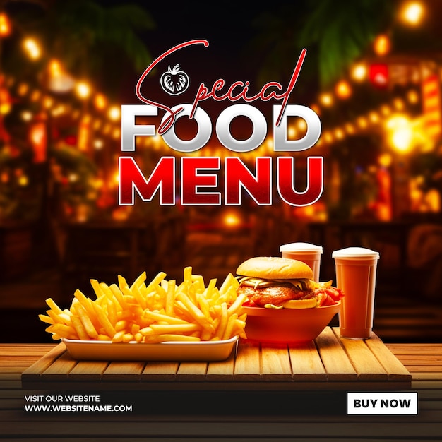 PSD special food menu with podium post background