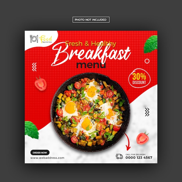 PSD facebookとinstagramの投稿テンプレート用の特別な食品ソーシャルメディアバナーテンプレート