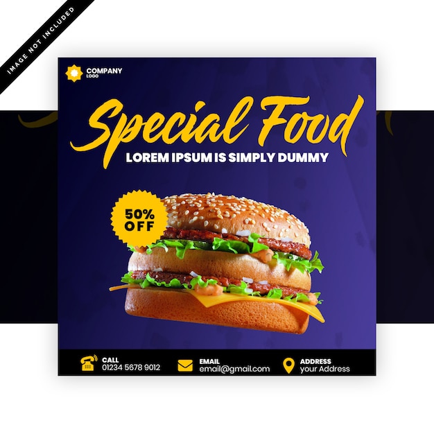 PSD special food square banner template