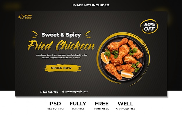 Специальная жареная курица веб-баннерная реклама