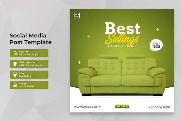 Special furniture sale social media post instagram template 