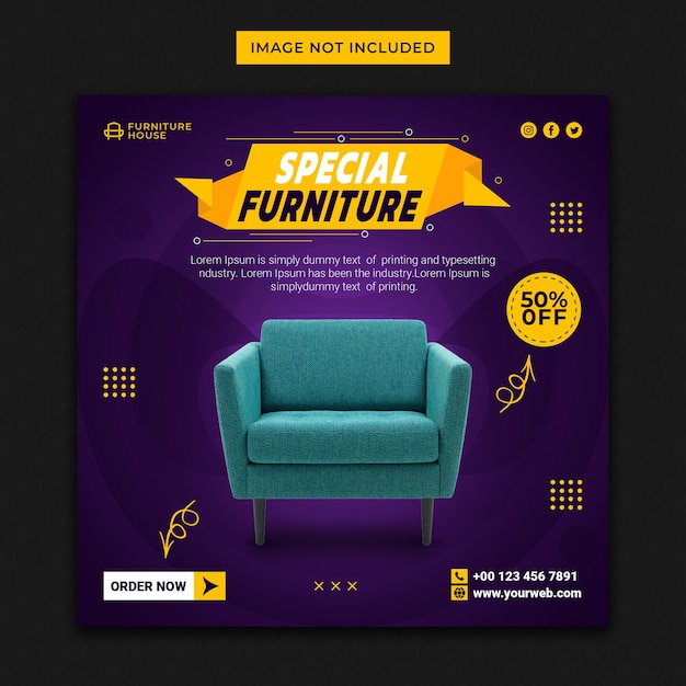 Special furniture social media banner and Instagram post template