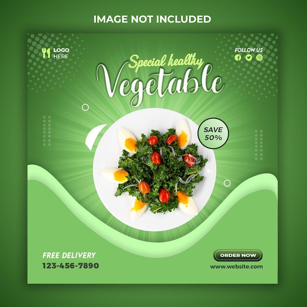 Special healthy food social media post banner template design