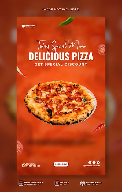 Special hot spicy pizza food menu promotion social media instagram story or banner template premium