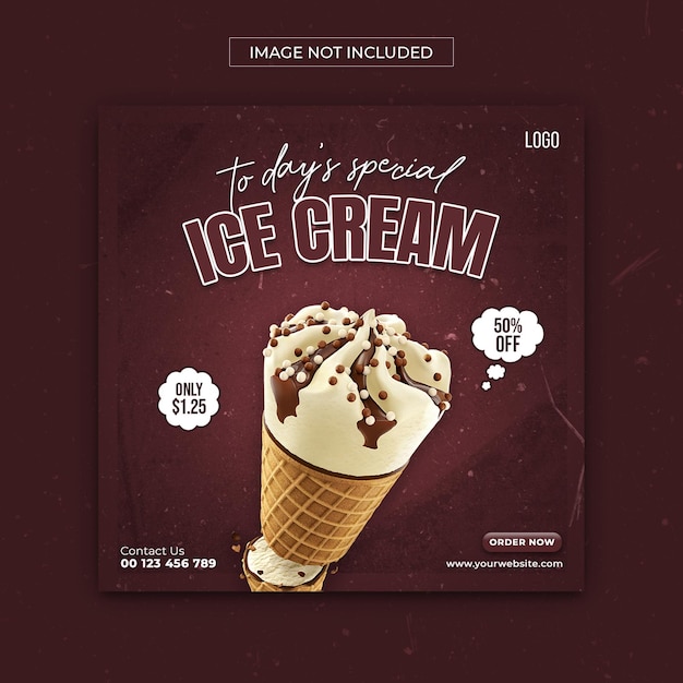 PSD special ice cream promotion banner and social media template