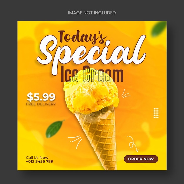 PSD special ice cream social media instagram post banner design template