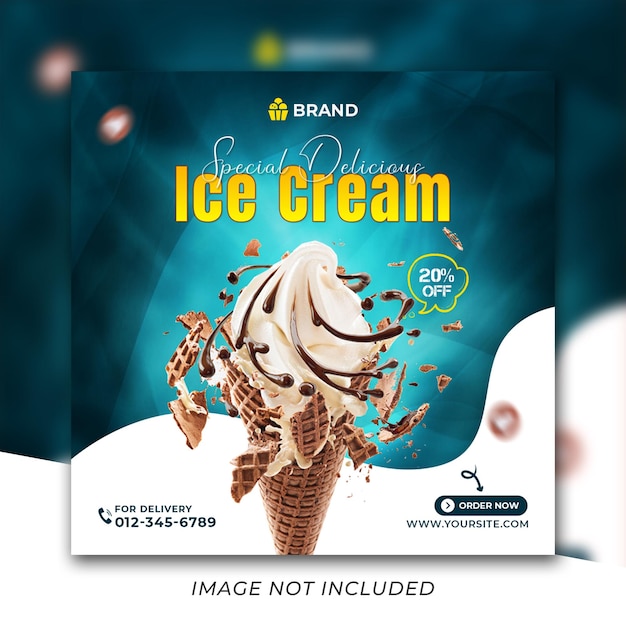 Special ice cream social media instagram post banner design templates Premium Psd