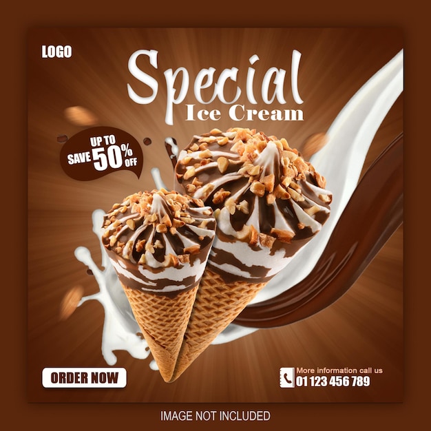 Special ice cream social media post design template psd