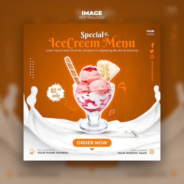 Design speciale per post sui social media del gelato