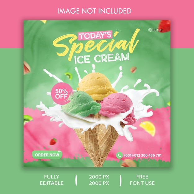 Special ice cream social media post template