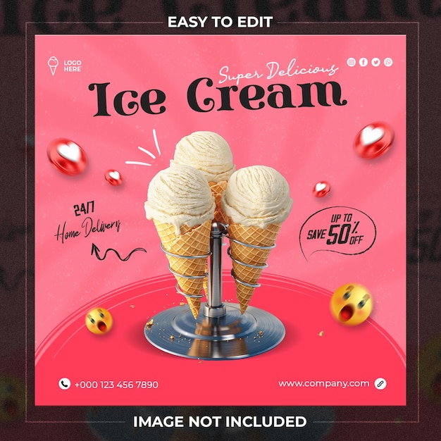 特別なアイスクリームソーシャルメディアの投稿
