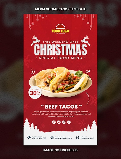 Special latin american restaurant menu christmas day social media story post template