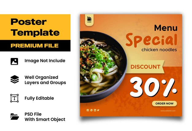 PSD a special menu of asian noodles delicious and delicious