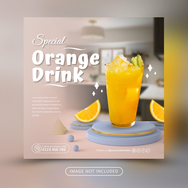 Special menu drink promotion with social media post template