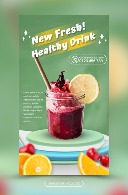 PSD special menu drink promotion with social media stories template