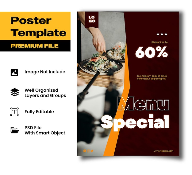 special menu poster template, asian food poster