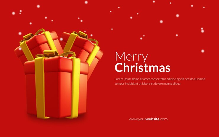 PSD 赤いギフト バナーと特別なメリー クリスマス