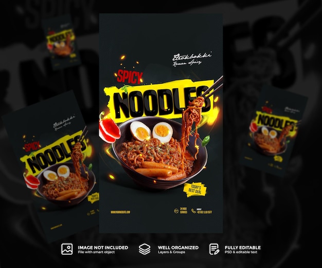 Modello di banner per la promozione di alimenti speciali per noodle