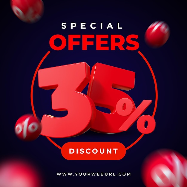 Special offer 35 percent discount 3d rendering sale banner