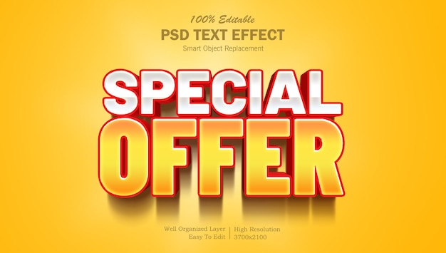 PSD Специальное предложение редактируемый текстовый эффект 3d photoshop