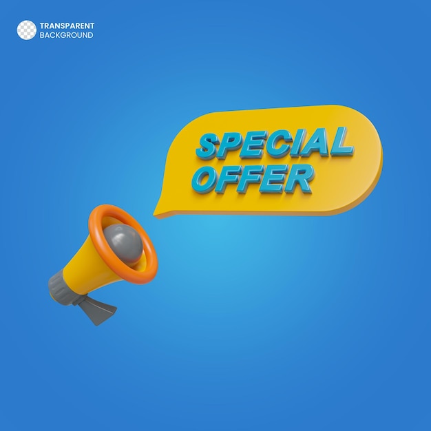 PSD special offer 3d promotion banner with megaphone