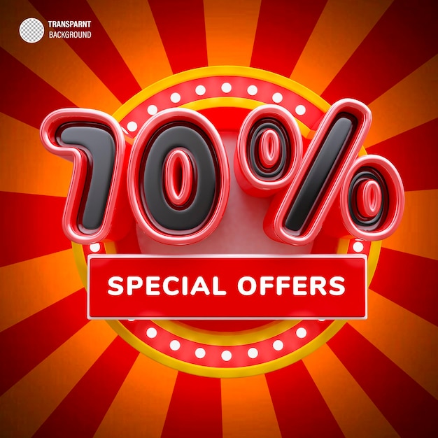 Special offer 70 percent discount 3d rendering sale banner