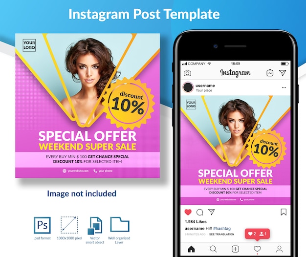 Special offer fashion sale social media post template