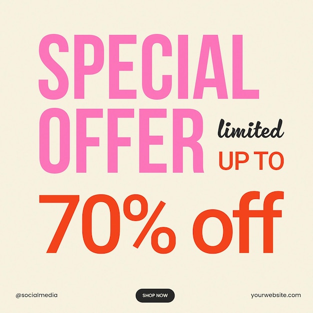 Special offer limited up to 70 off instagram post design template psd