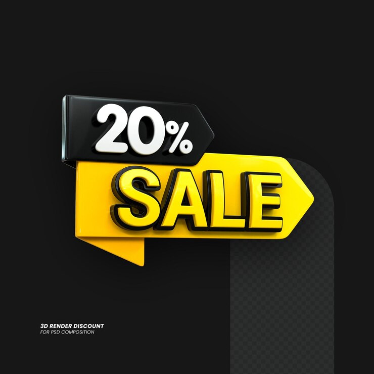 PSD special offer sale 20 percent discount sale tags 3d number concept discount promotion sale offer