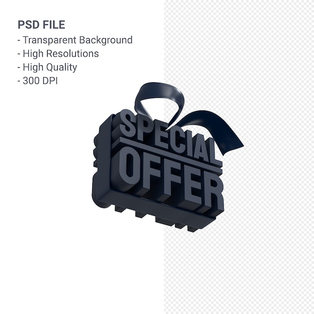 Специальное предложение для продажи 3d-рендеринга для продажи с черным бантом и лентой