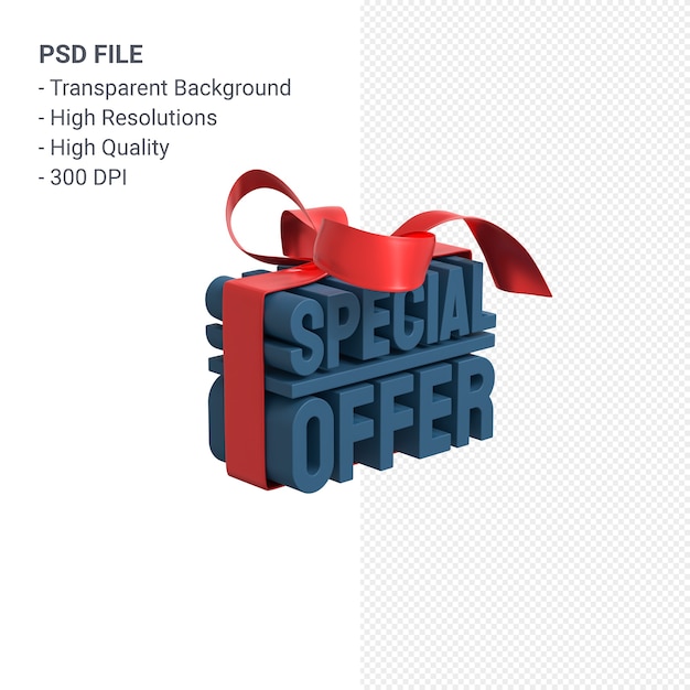 PSD 赤い弓とリボンが分離された販売のための特別オファー販売3dデザインレンダリング