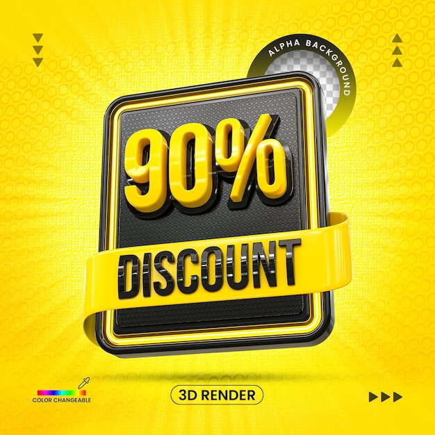 Special offer sale 90 parcent discount sale tags 3d number concept discount promotion sale offer