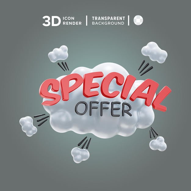 PSD special offer stciker 3d icon illustration