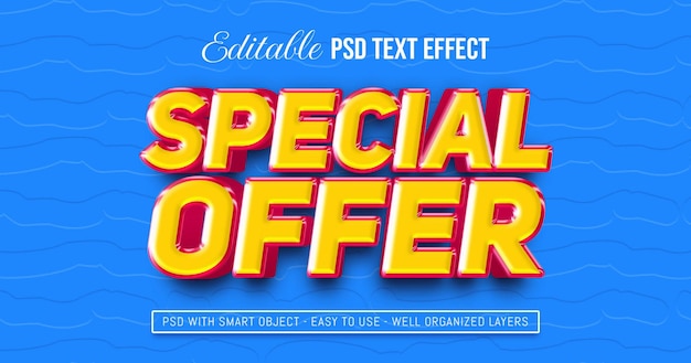 PSD special offer text editable 3d style text effect