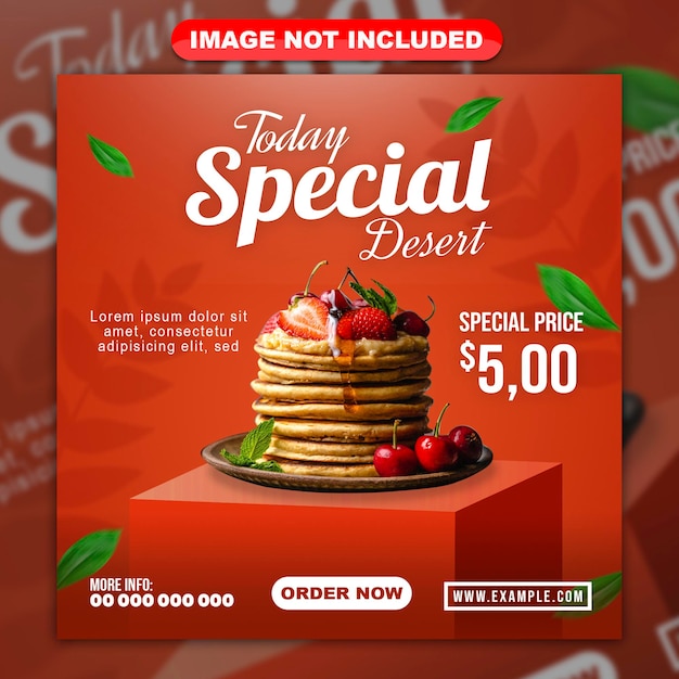 Post sui social media e banner web speciali per pancake al cioccolato