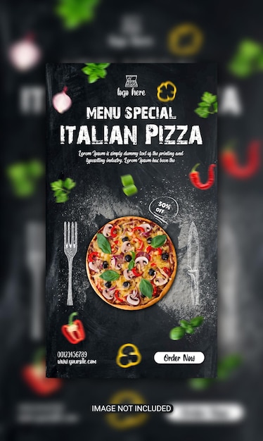 Volantino speciale per la pizza volantino speciale per il menu