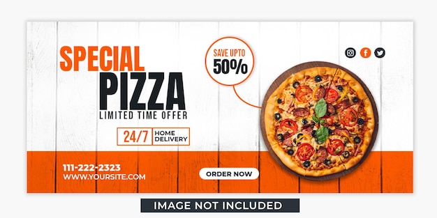 PSD special pizza offer facebook cover banner post design