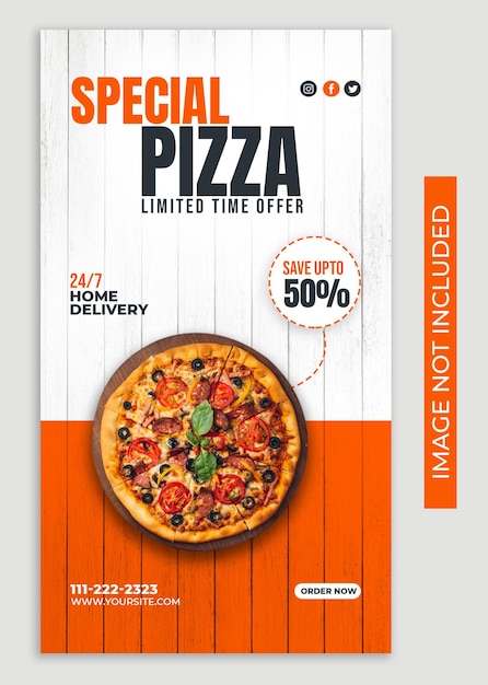 PSD speciale pizza offerta instagram story post design